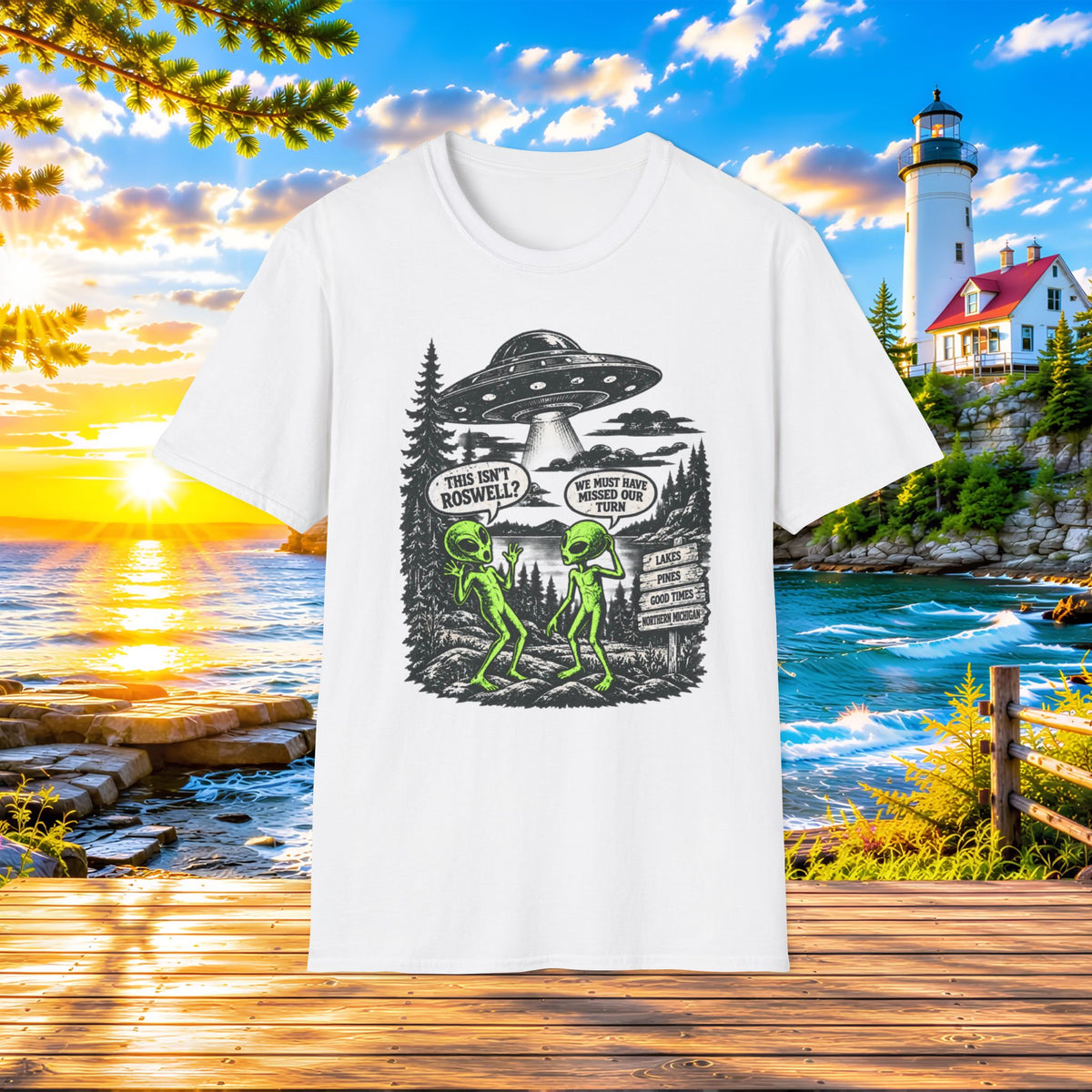 Alien Road Trip T-Shirt — "This Isn't Roswell?" Funny UFO Graphic Tee