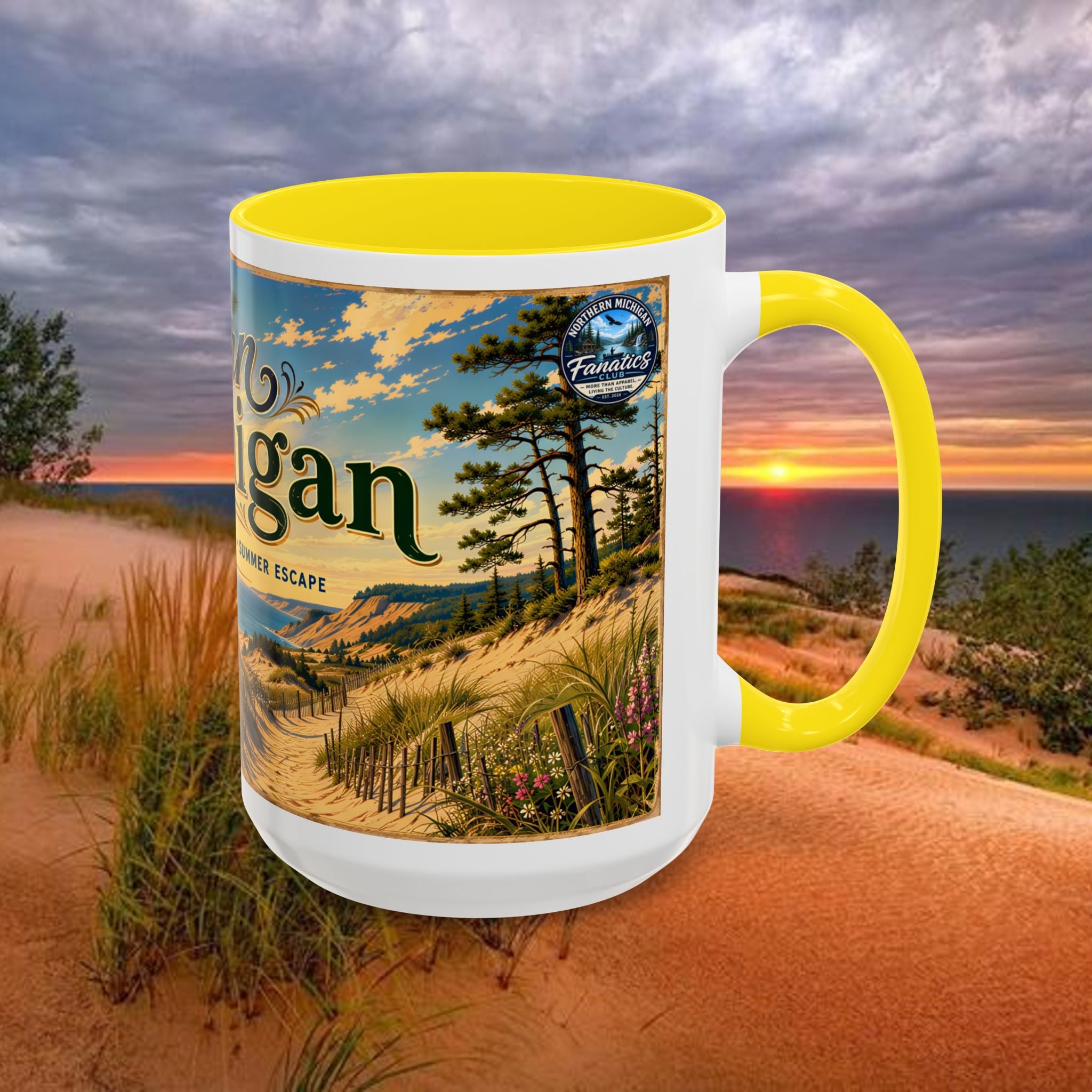 Northern Michigan Coffee Mug — Scenic Dunes Sunset Accent Mug (11/15oz)
