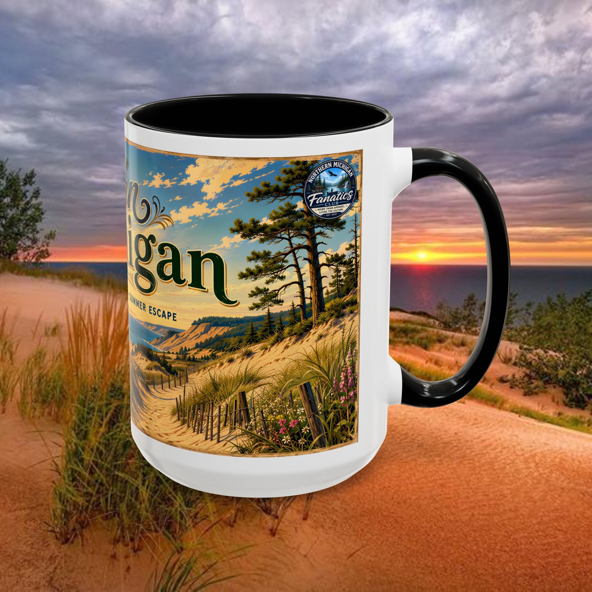 Northern Michigan Coffee Mug — Scenic Dunes Sunset Accent Mug (11/15oz)