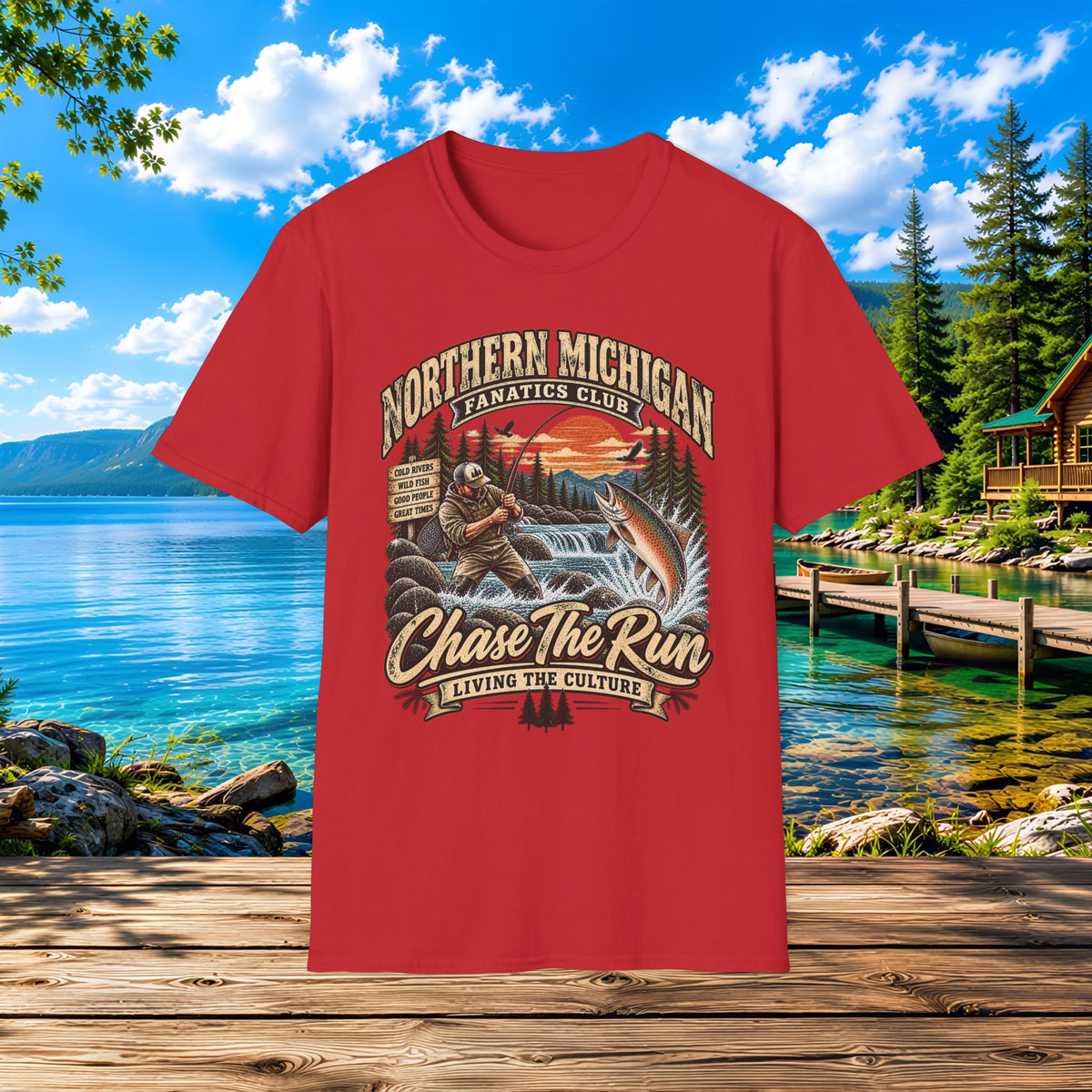 Northern Michigan Fishing T-Shirt — "Chase The Run" Outdoor Angler Tee