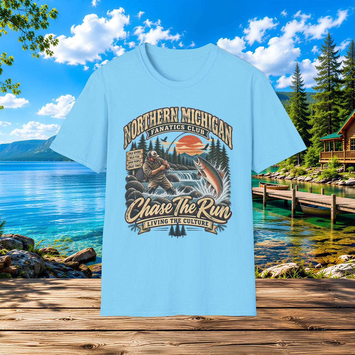 Northern Michigan Fishing T-Shirt — "Chase The Run" Outdoor Angler Tee