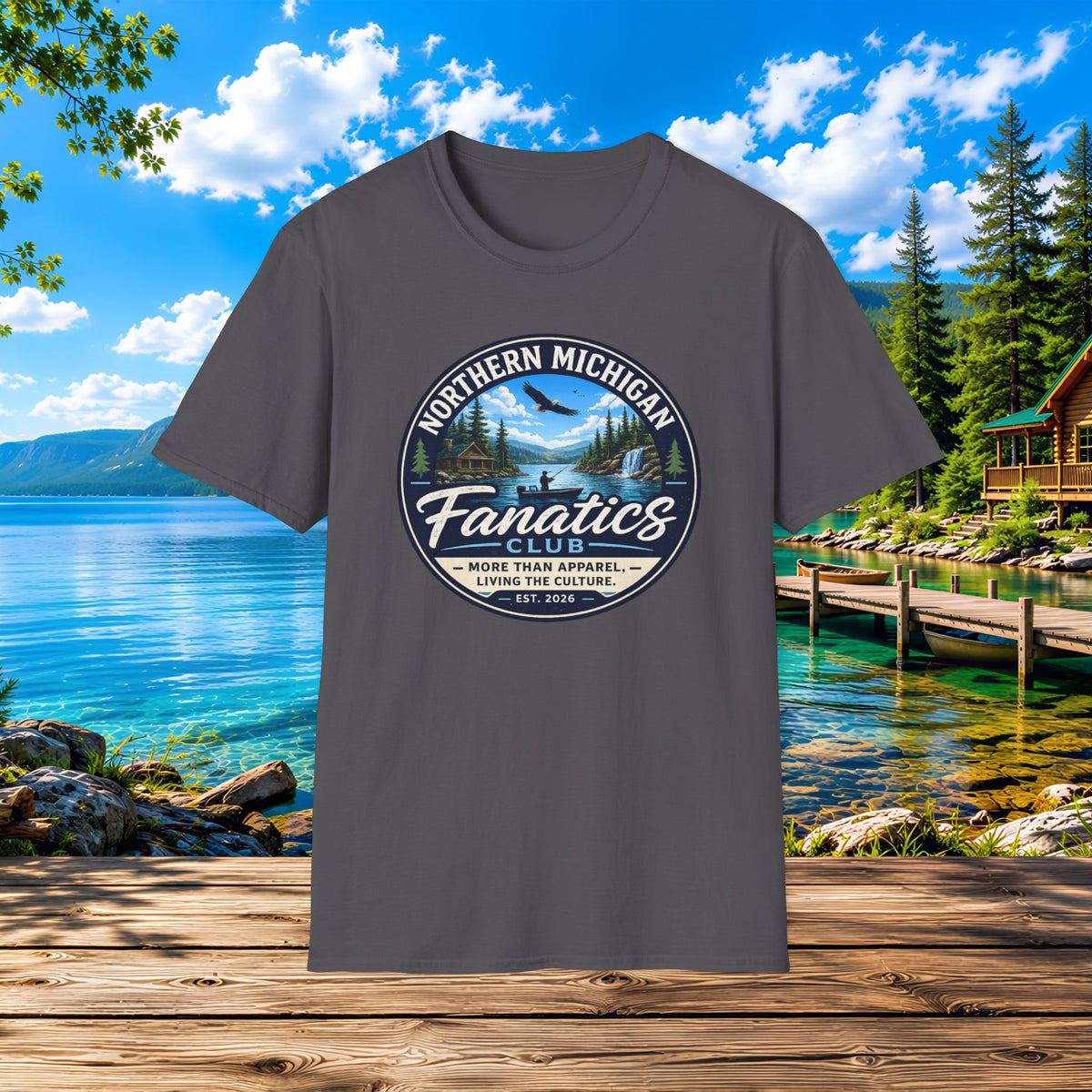Northern Michigan Fanatics T-Shirt — Outdoor Lake & Eagle Graphic