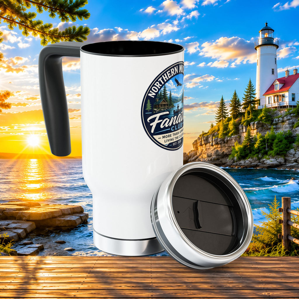 Northern Michigan Fanatics Club 14oz Stainless Travel Mug with Handle