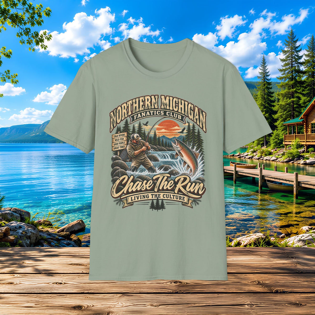 Northern Michigan Fishing T-Shirt — "Chase The Run" Outdoor Angler Tee