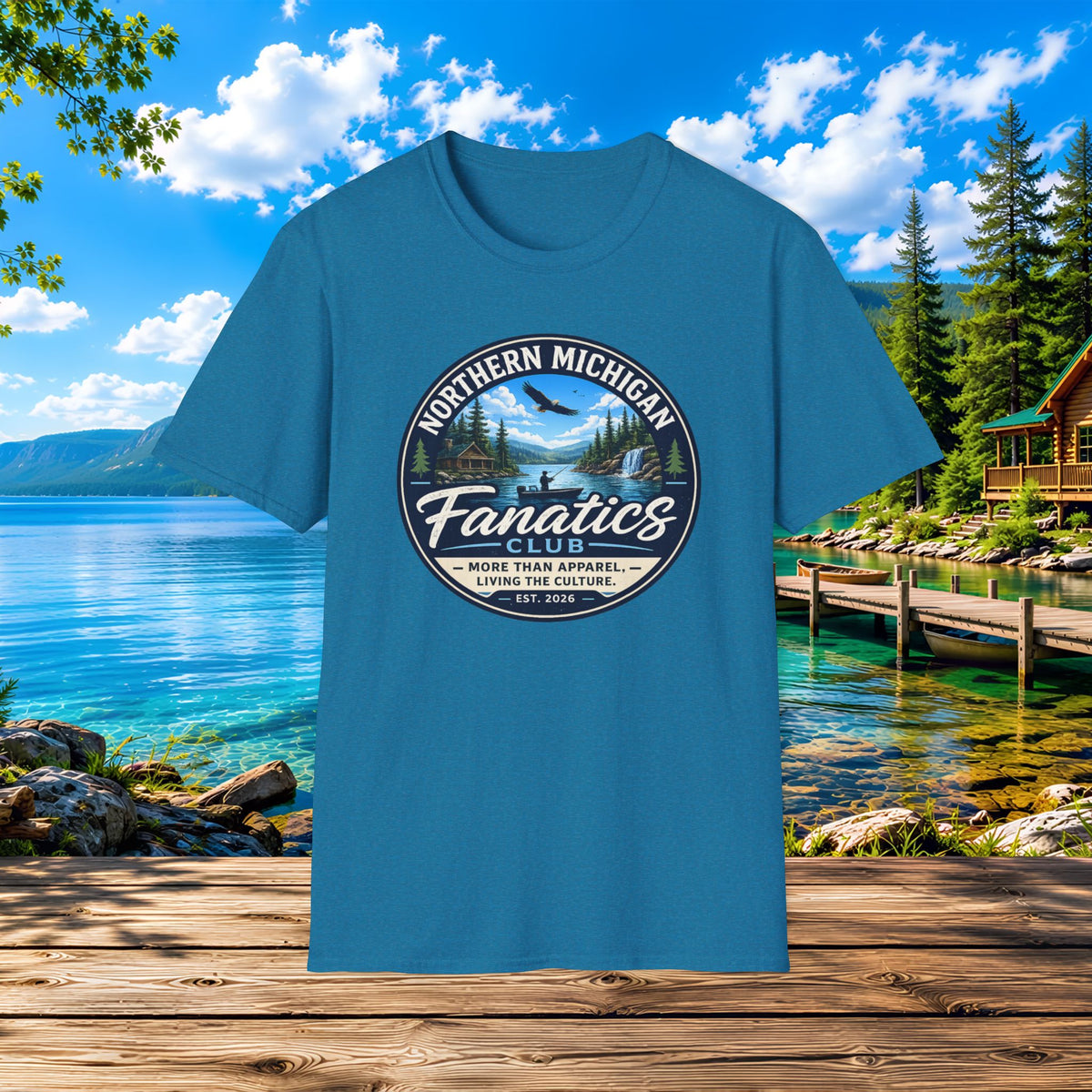 Northern Michigan Fanatics T-Shirt — Outdoor Lake & Eagle Graphic