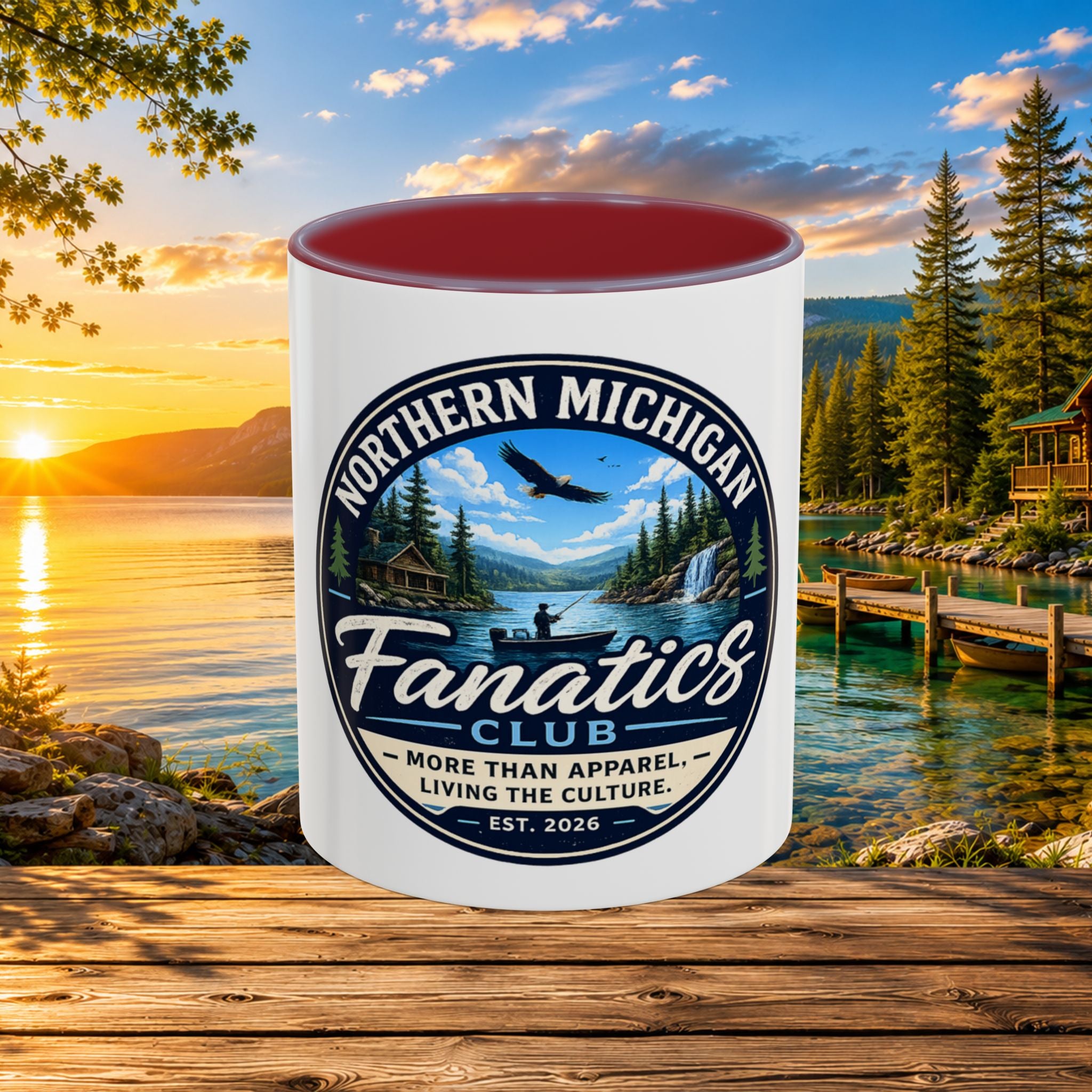 Northern Michigan Fanatics Club Coffee Mug – Scenic Lake Cabin Design (11/15oz)