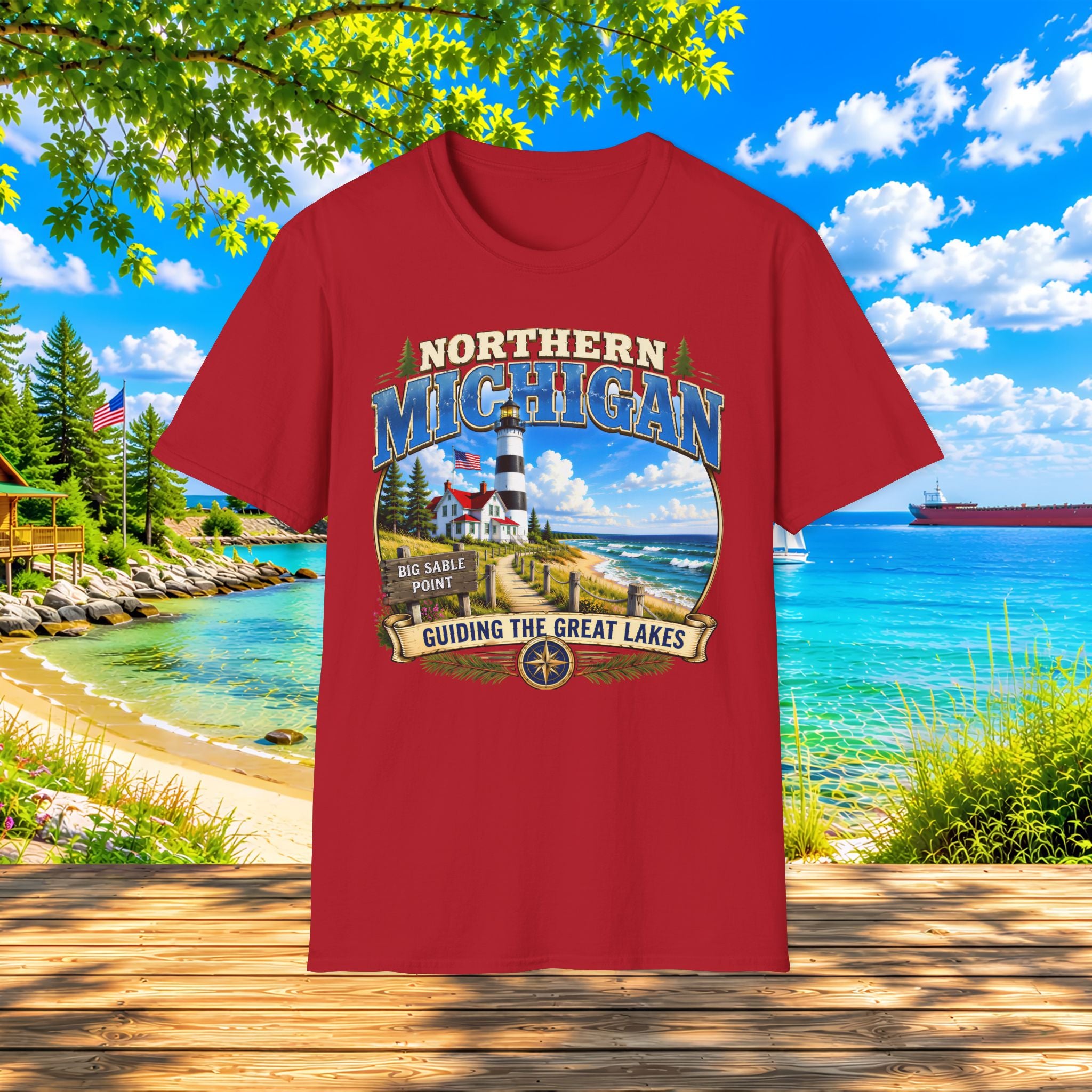 Northern Michigan Lighthouse T-Shirt — Scenic Great Lakes Travel Tee