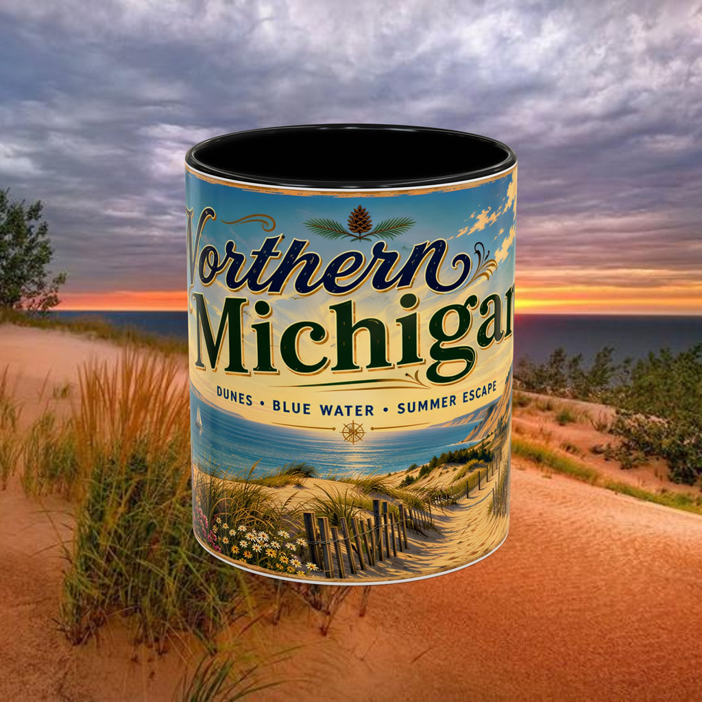 Northern Michigan Coffee Mug — Scenic Dunes Sunset Accent Mug (11/15oz)