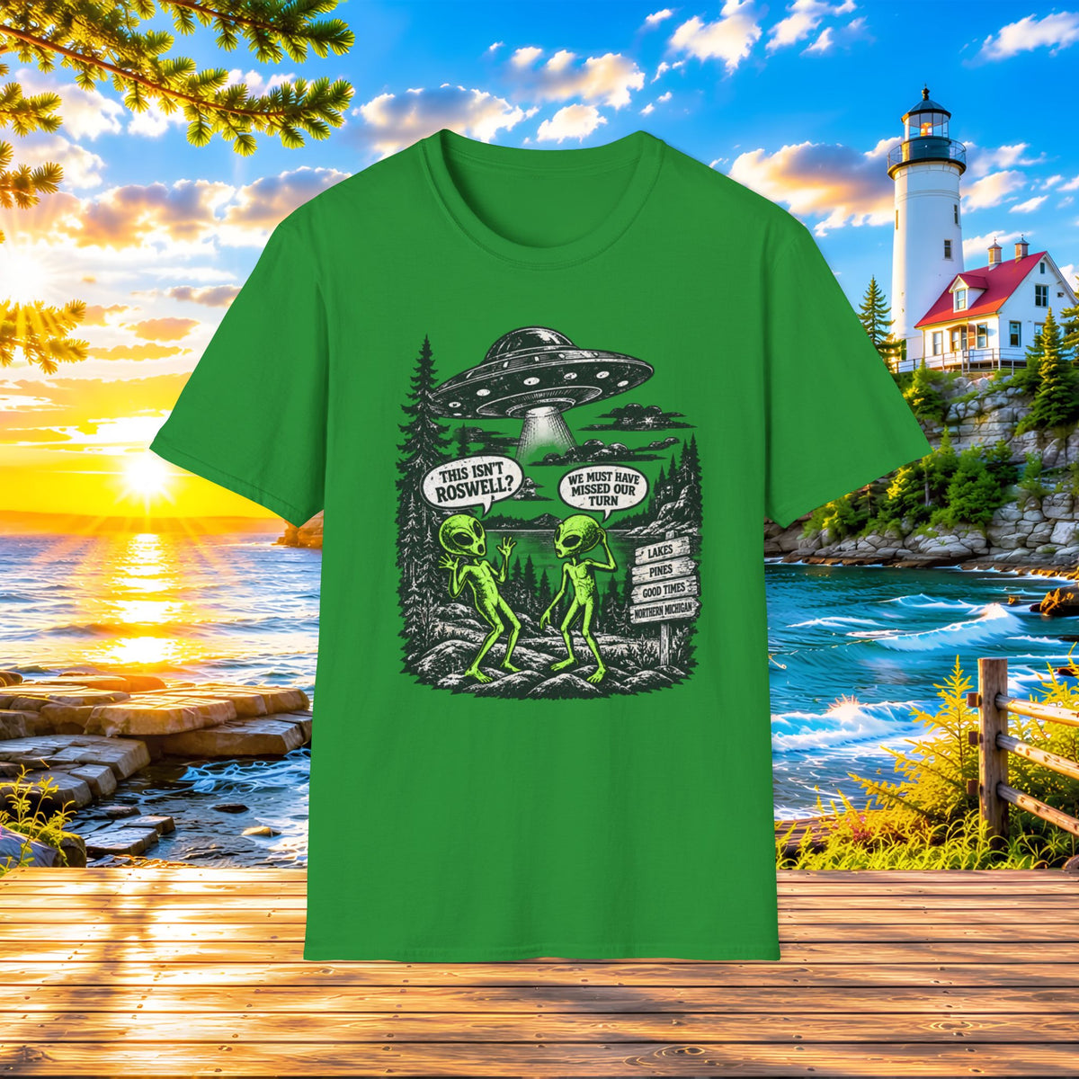 Alien Road Trip T-Shirt — "This Isn't Roswell?" Funny UFO Graphic Tee