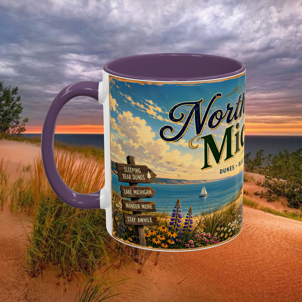 Northern Michigan Coffee Mug — Scenic Dunes Sunset Accent Mug (11/15oz)