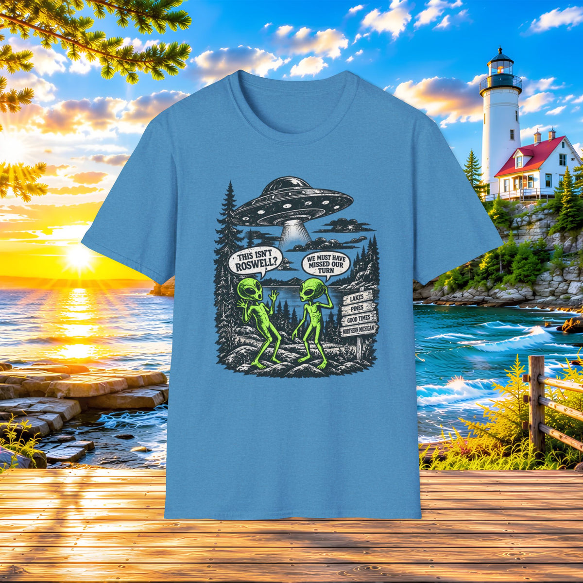Alien Road Trip T-Shirt — "This Isn't Roswell?" Funny UFO Graphic Tee
