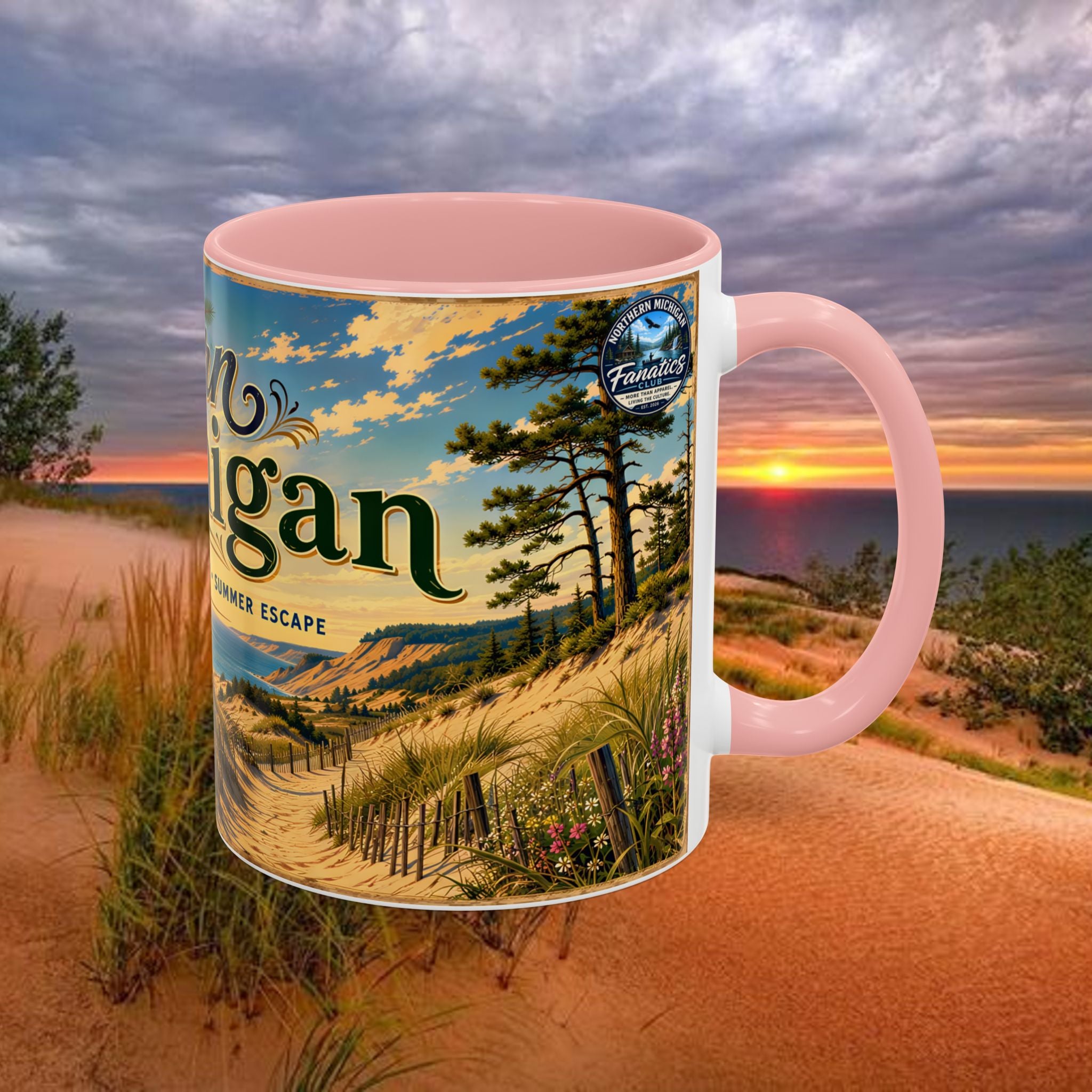 Northern Michigan Coffee Mug — Scenic Dunes Sunset Accent Mug (11/15oz)
