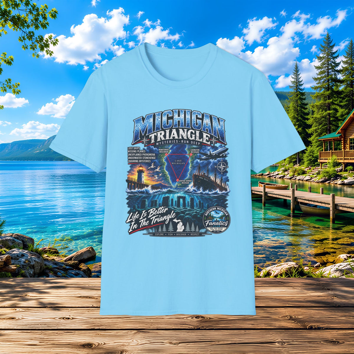 Michigan Triangle Graphic T-Shirt — Lake Life Mystery / 'Life is Better in the Triangle'