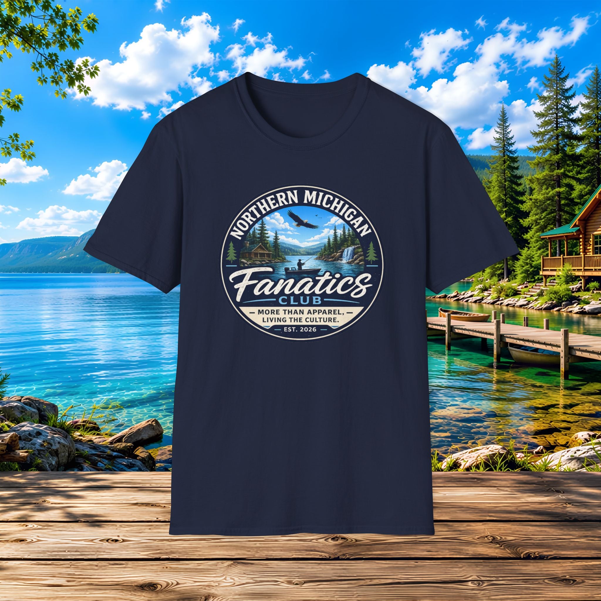 Northern Michigan Fanatics T-Shirt — Outdoor Lake & Eagle Graphic